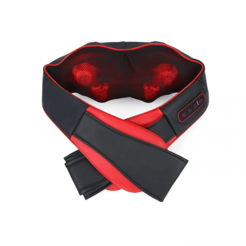 РОЛИКОВЫЙ БЕСПРОВОДНОЙ МАССАЖЕР ДЛЯ ШЕИ И ПЛЕЧ C ИК-ПРОГРЕВОМ КРАСНО-ЧЕРНЫЙ