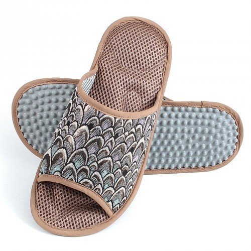 Массажные тапочки Парча Коричневая-Жар-Птица