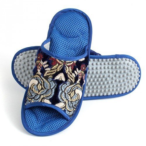 Массажные тапочки Синяя-Парча-ll Массажные тапочки Синяя-Парча-ll