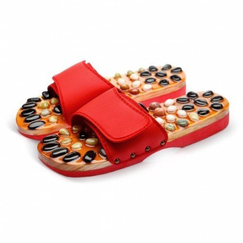Массажные тапочки с камнями  Красные