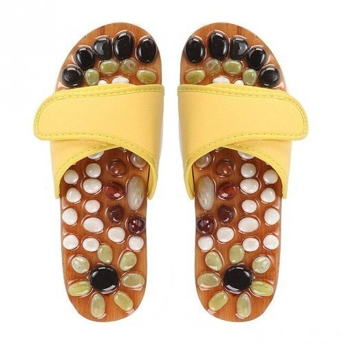 Массажные тапочки с камнями Желтые