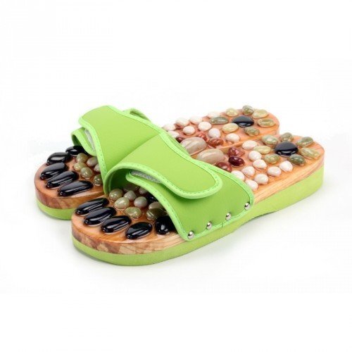 Массажные тапочки с камнями Салатовые