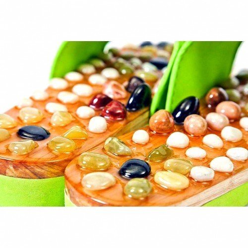 Массажные тапочки с камнями Салатовые